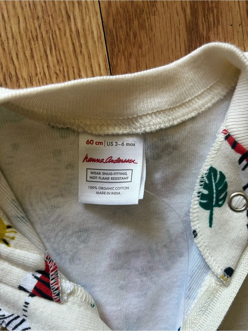 Hanna Andersson One-Piece Pajamas with Colorful Safari Animals NWT Size 60/US3/6